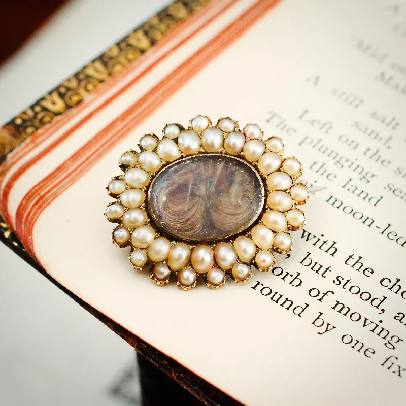 Darling Little Georgian Seed Pearl Fichu Pin Brooch