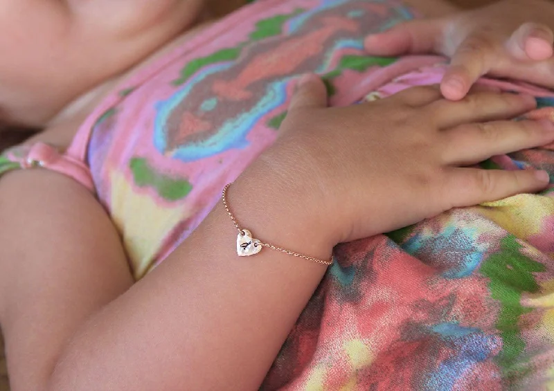 Infant Baby Bracelet, Rose Gold Filled Heart Bracelet