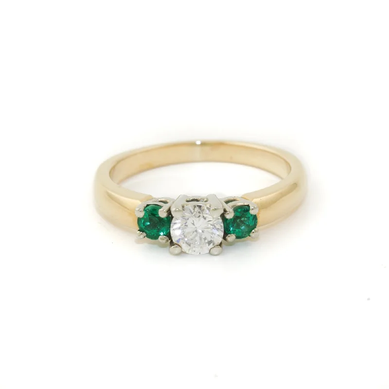 14k Gold x Vintage 4mm Diamond & Emerald Triplet Band