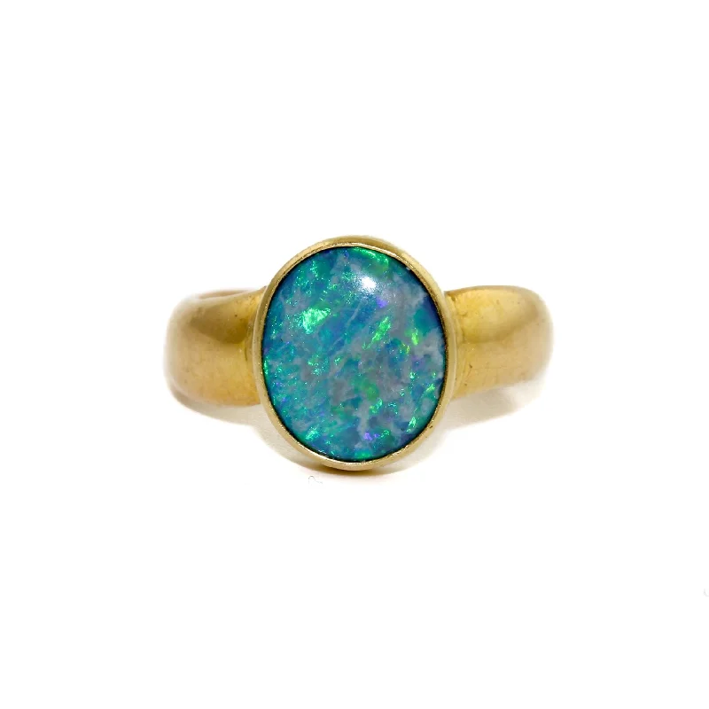 18K Gold Vintage Ring x Australian Opal