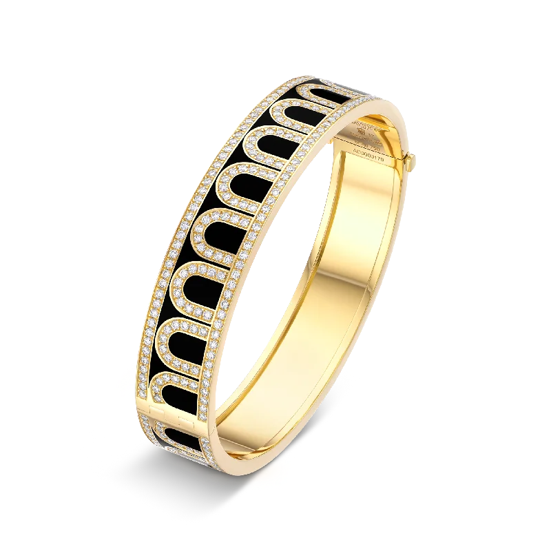 L'Arc de DAVIDOR Bangle GM, 18k Yellow Gold with Lacquered Ceramic and Palais Diamonds