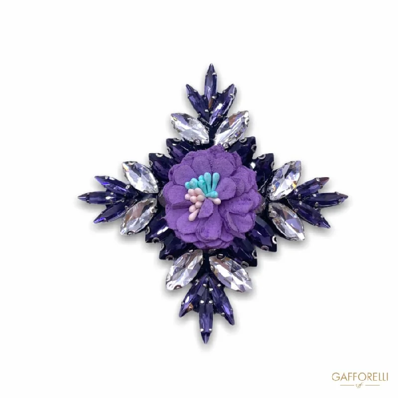 Jewel Brooch with Lilac and White Rhinestones H234- Gafforelli Srl