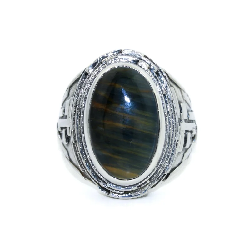 "Fractal" Ring x Blue Tiger's Eye”