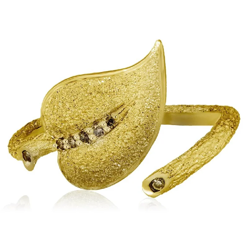 Gold Leaf Ring with Diamonds