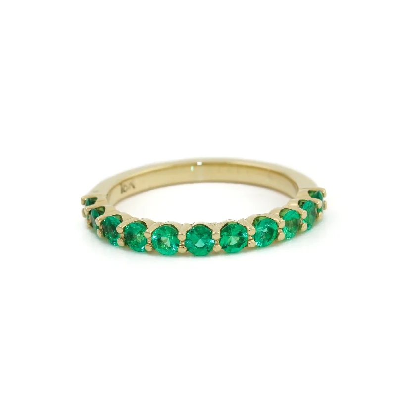 18K Gold Emerald Half Eternity Band