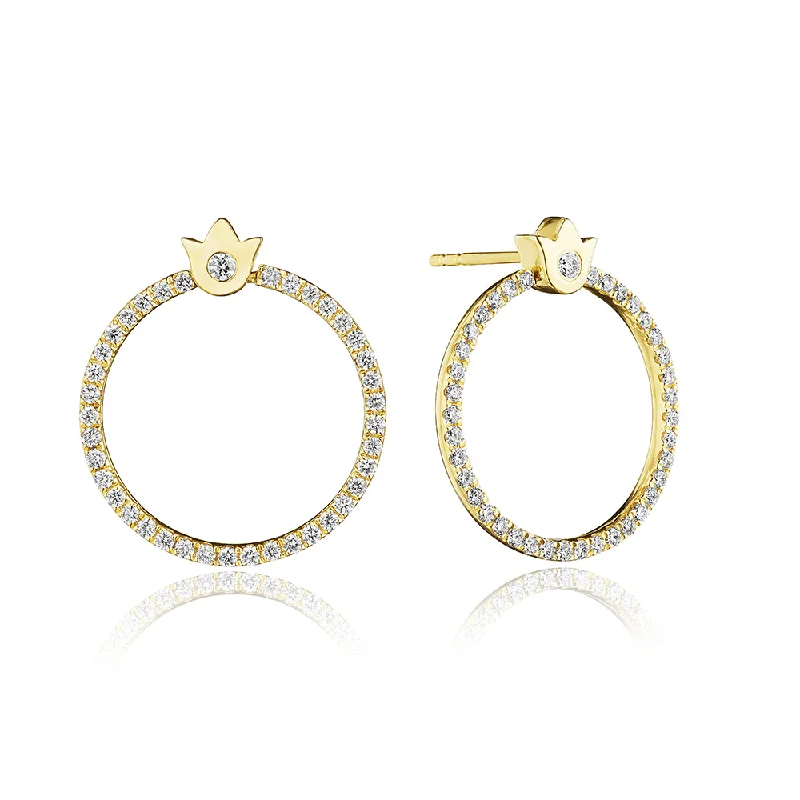 Verragio 18k Crest Diamond Circle Earrings