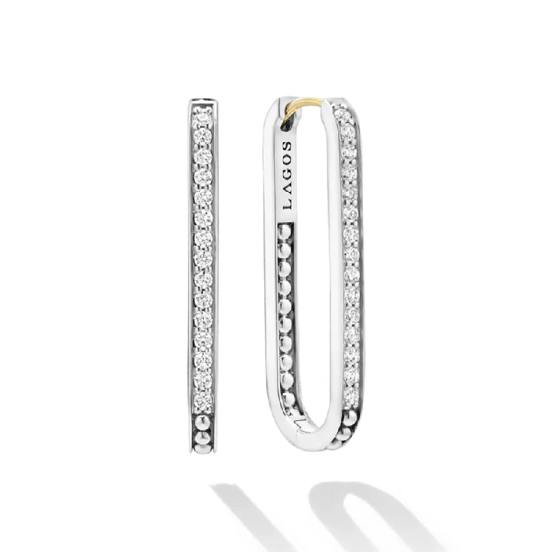 Lagos Caviar Spark Linear Diamond Hoop Earrings