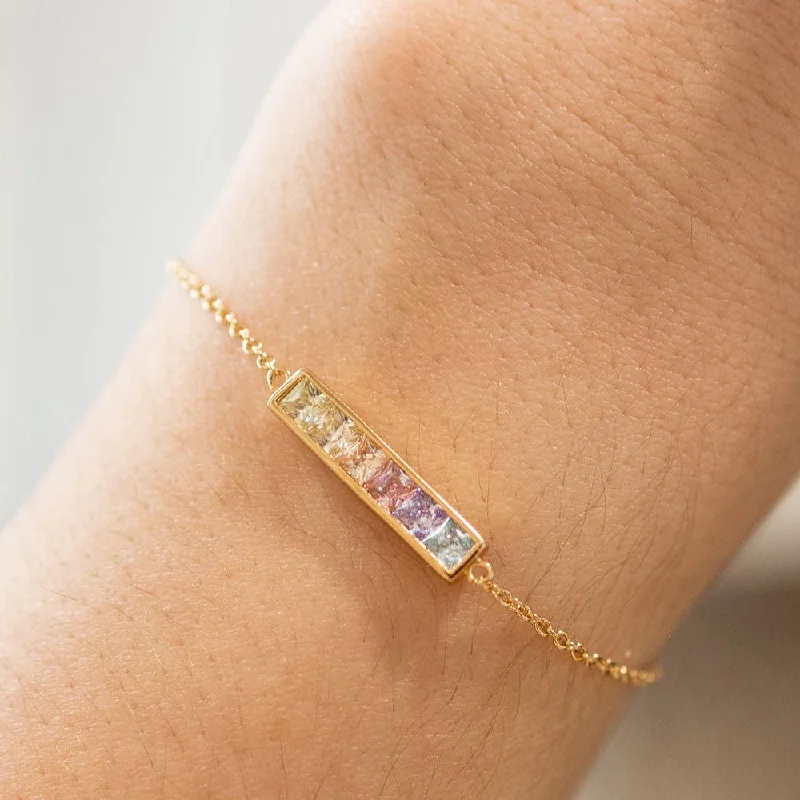 Pastel Ombre Bar Bracelet in Gold