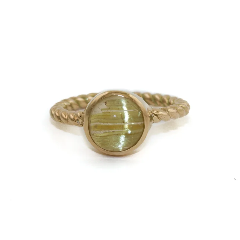 Rutilated Quartz Twisted Rope Ring