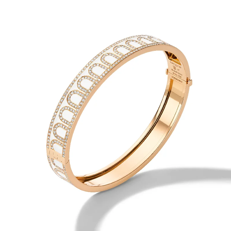 L'Arc de DAVIDOR Bangle MM, 18k Rose Gold with Lacquered Ceramic and Palais Diamonds