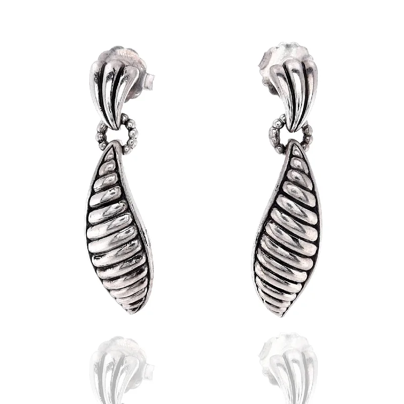 Estate Lagos Chi Chi Collection Fluted Leaf Drop Earrings