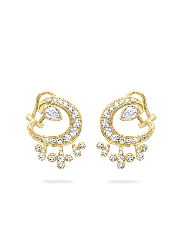 Lucky Yellow Gold Diamond Horseshoe Splash Earrings