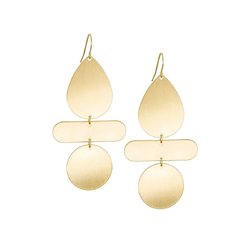 mixed geometric drop earring