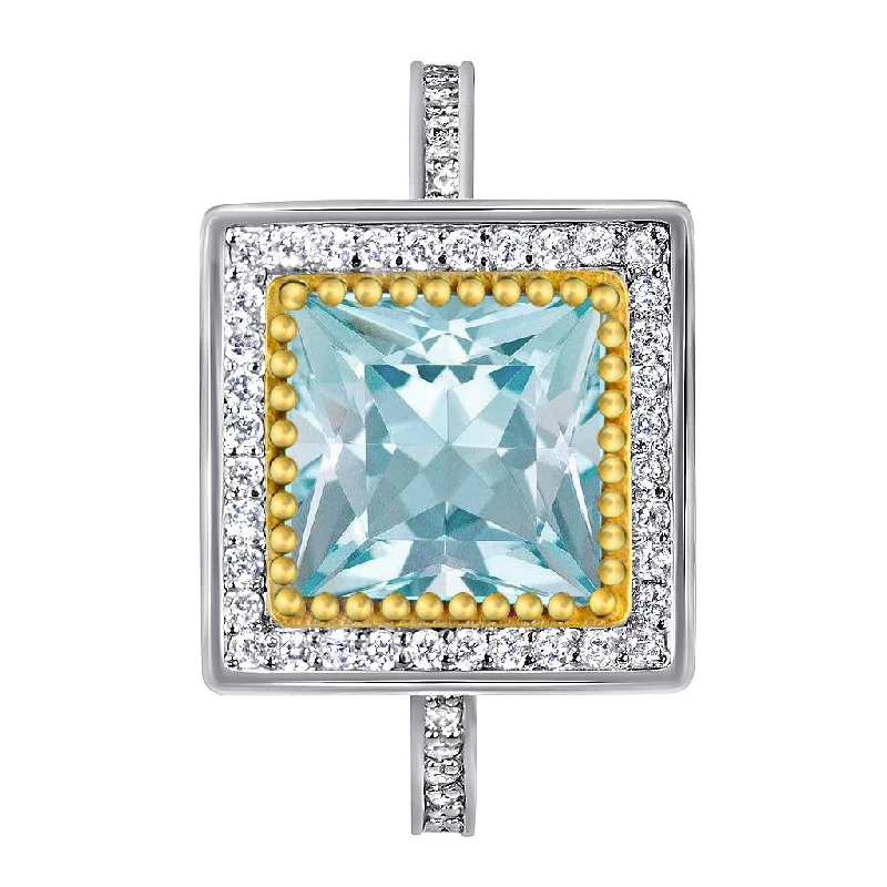 Eternal Love Aquamarine Diamond Halo Gold Engagement Ring