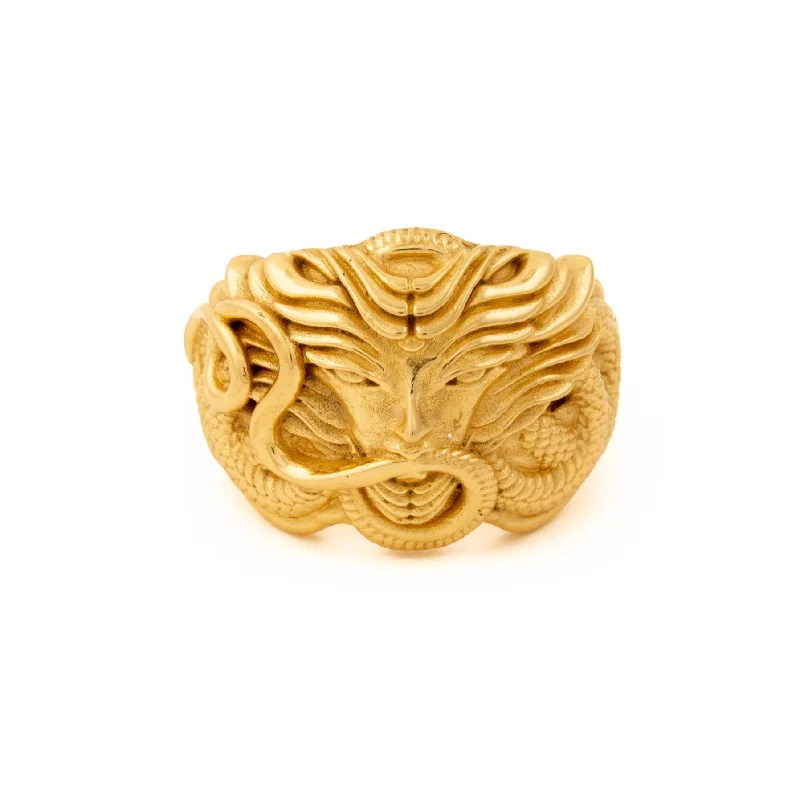 Gold "Serpent Queen Medusa" Ring