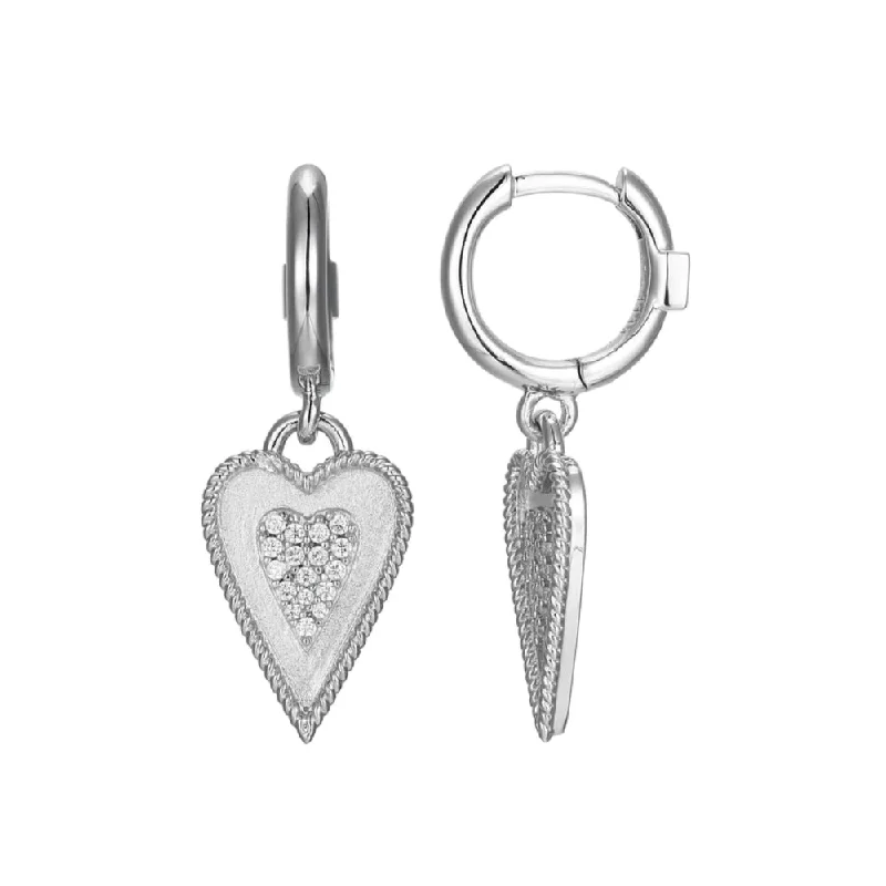 Elle "Long Love" Sterling Silver Heart Dangle Earrings