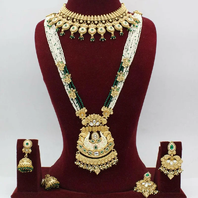 Manisha Jewellery Gold Plated Pota Stone And Pearl Necklace Combo