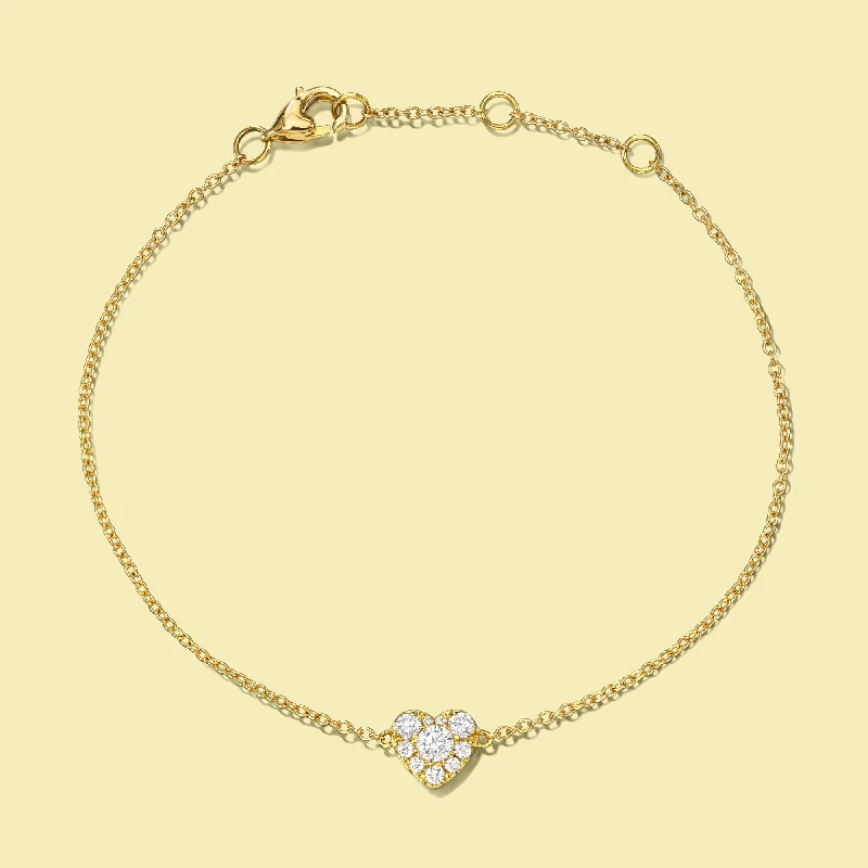 The Alia, Cluster Diamond Heart Shaped Bracelet