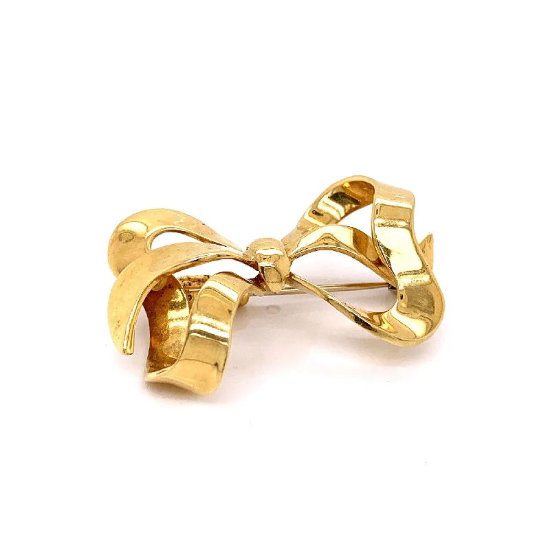 Italian Gold Bow Pin-Brooch