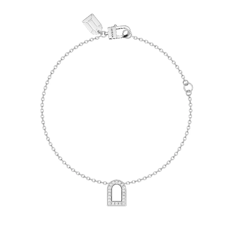 L'Arc Voyage Charm PM Chain Bracelet, 18k White Gold with Galerie Diamonds