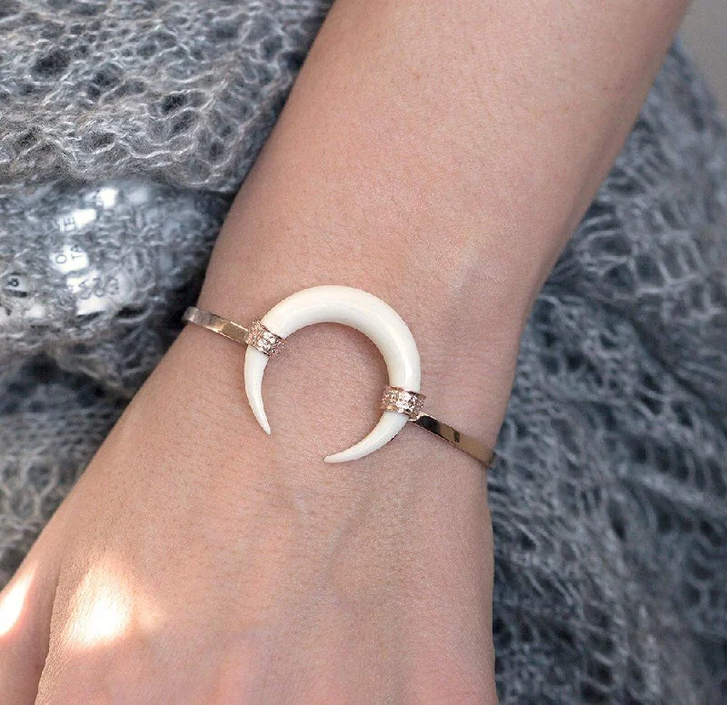 Double Horn Bracelet, Rose Gold Horn Bangle