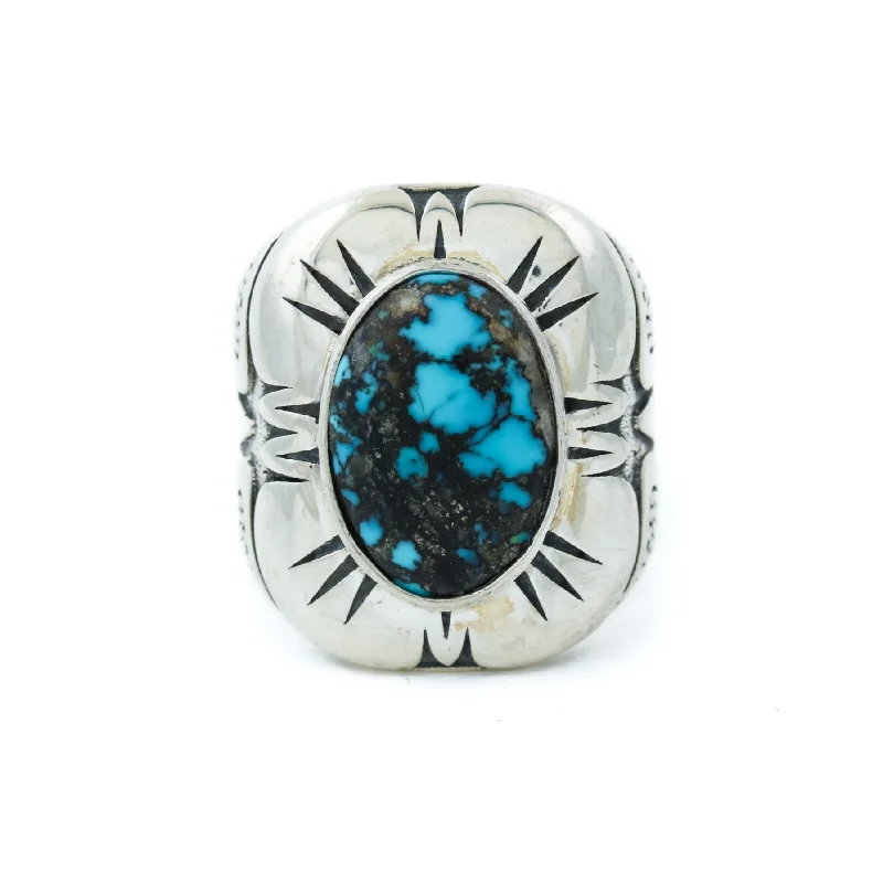 Textured Burst Ring with Hubei Turquoise