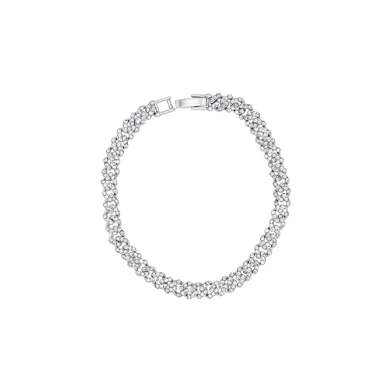 Silver Plated 8mm Crystal Curb Chain Bracelet