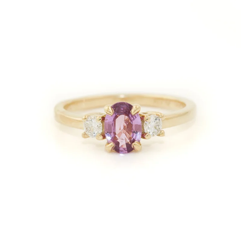 14K Gold x 6mm Pink Sapphire & Lab Diamond Band