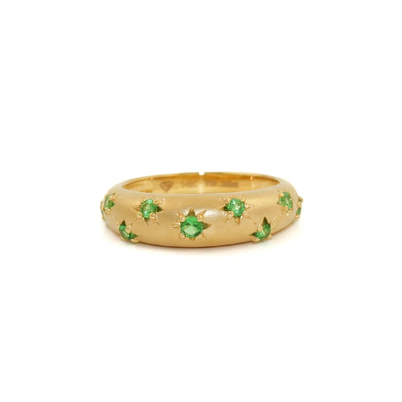 14k Matte Gold x Tsavorite Garnet Star Bombe Ring