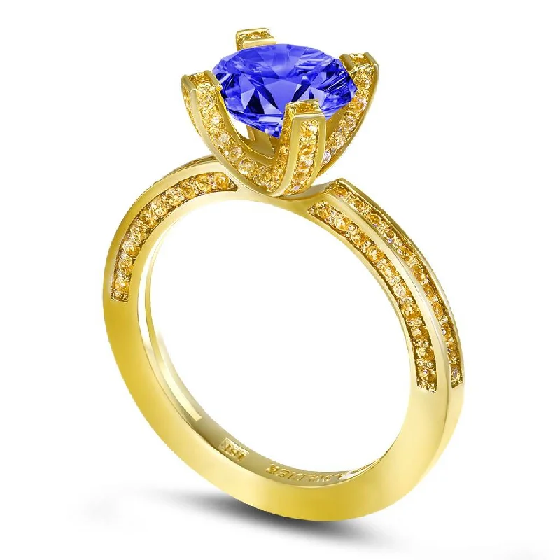 Princess Tanzanite Garnert Gold Engagement Ring