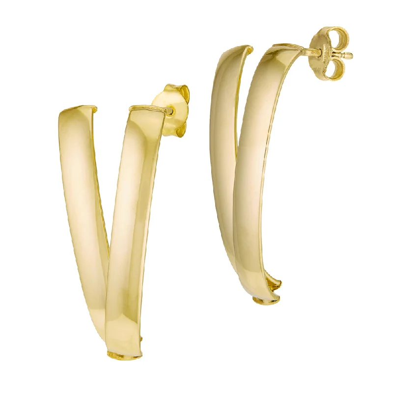 14k Gold V-Shape Curve Post Earrings