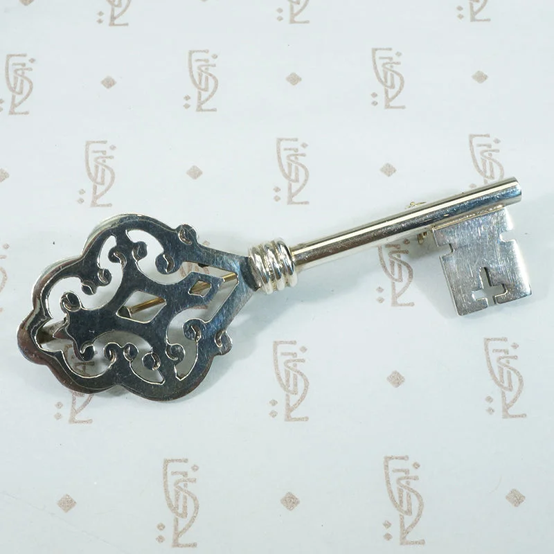 Sterling Silver Key Pendant Brooch