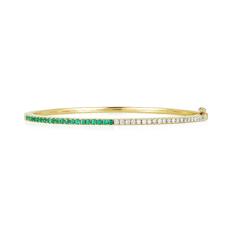 Half Diamond & Gemstone Bangle