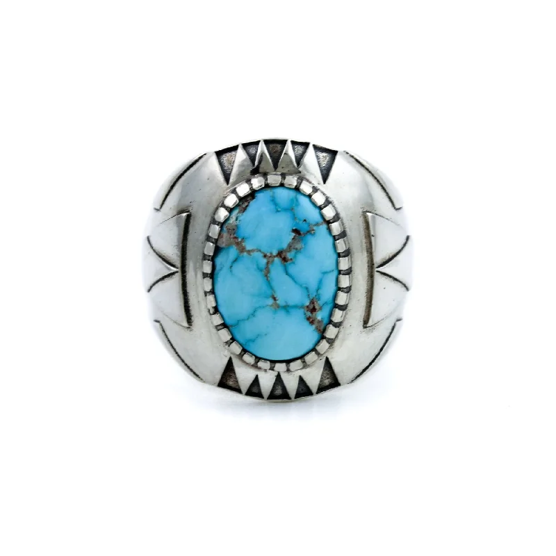 Geometric "Delta Δ" Ring x Kingman Turquoise