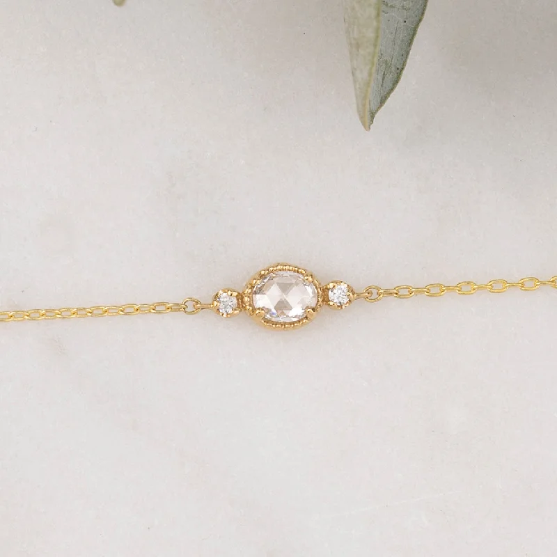 3 Stone Diamond Bracelet, 14k Yellow Gold