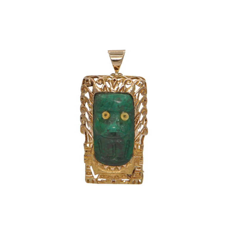 Estate Aztec Totem 18K Gold Pendant/Brooch