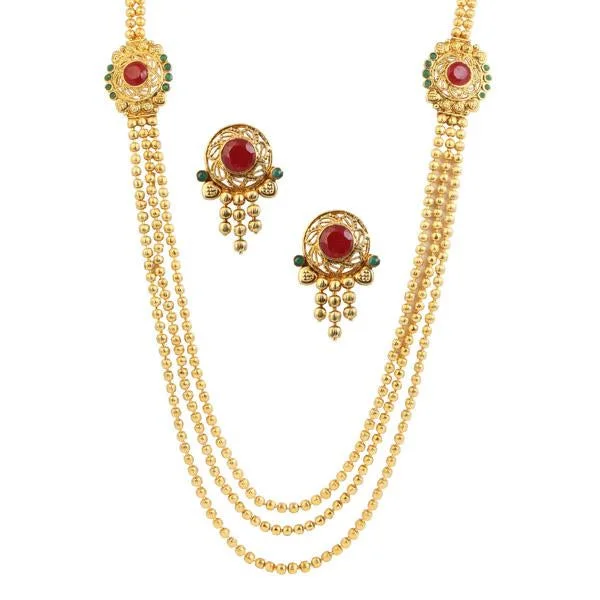 Utkrishtt Red Austrian Stone Gold Plated Necklace Set