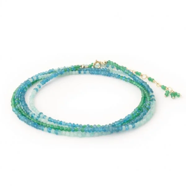 Green Onyx, Apatite & Amazonite Ombre Wrap Bracelet