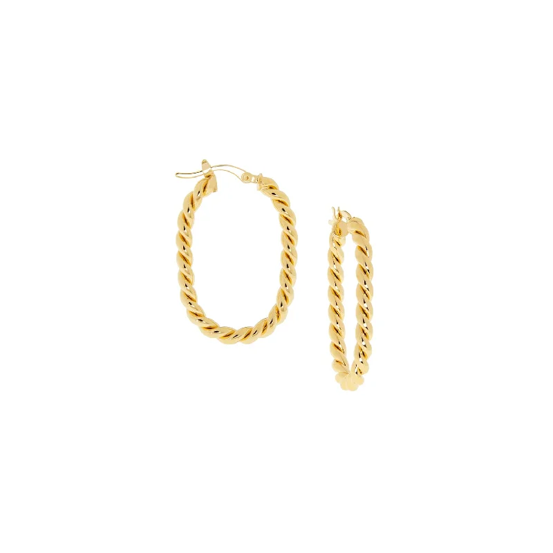 gold plated twisted oval hoop earring