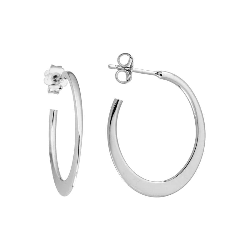 Sterling Silver 27mm Oval Hoop Earrings