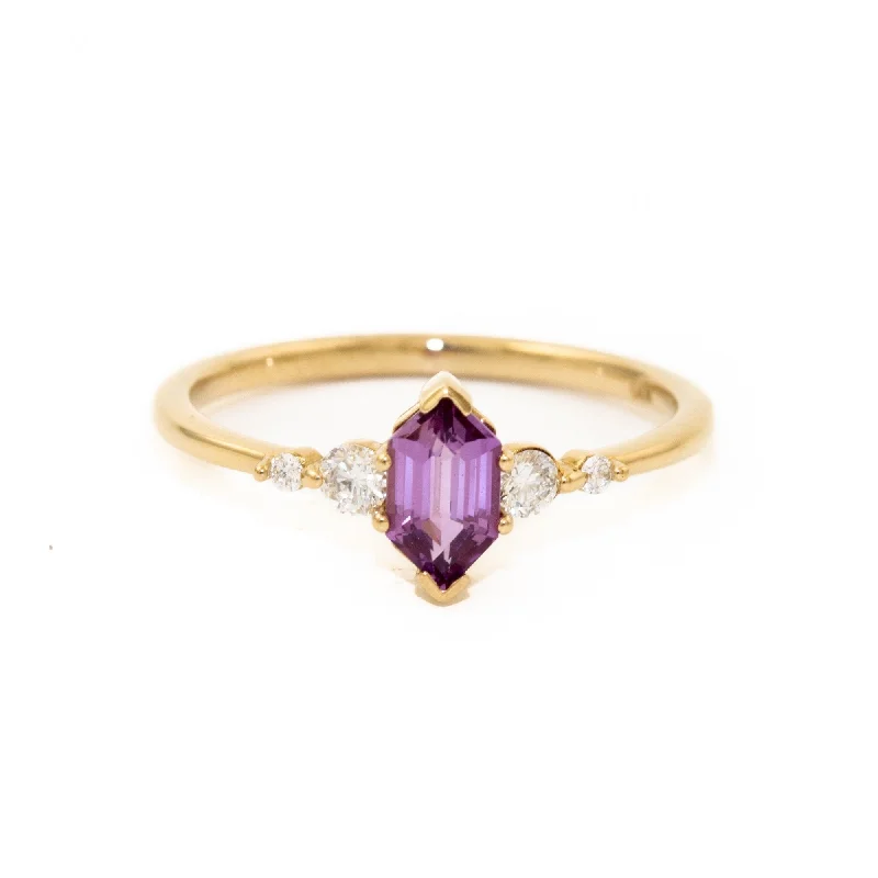 14K Mauve Sapphire x Diamond Engagement Ring