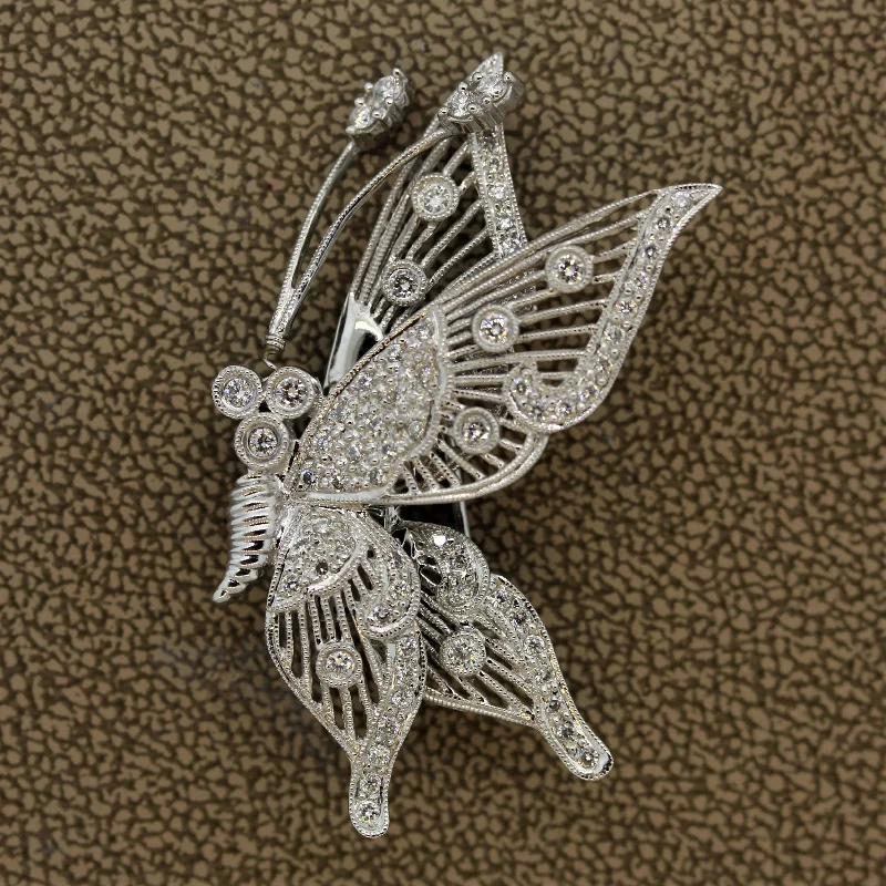 Diamond Gold “Tremble” Butterfly Brooch