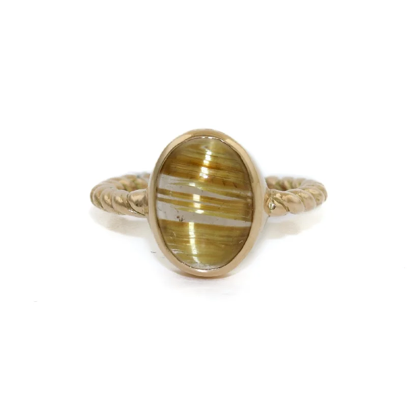 14k Rutilated Quartz Rope Ring