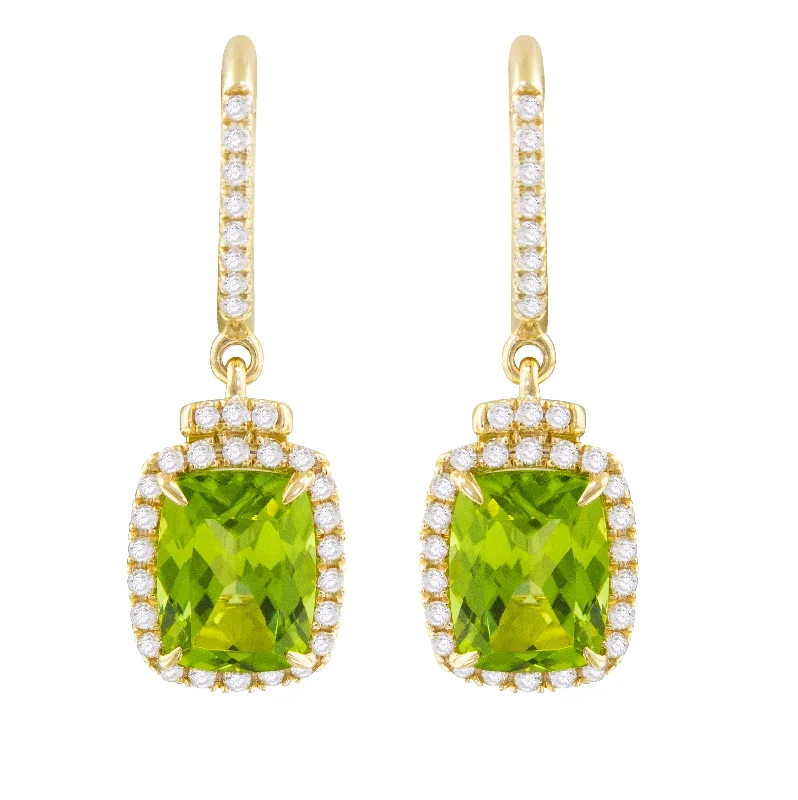 Bellarri 14k Gold Diamond and Peridot Earrings