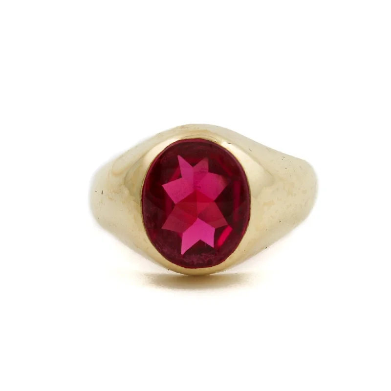 Vintage 10k Gold Synthetic Ruby Ring Size 8