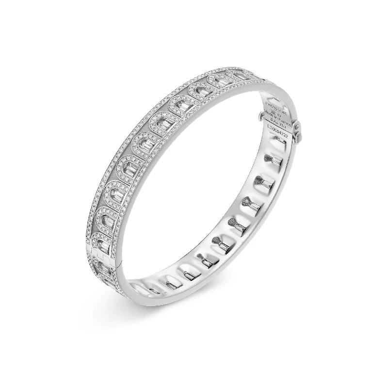 L'Arc Deco Bangle in Platinum with DAVIDOR Arch Cut Diamonds and Brilliant Diamonds