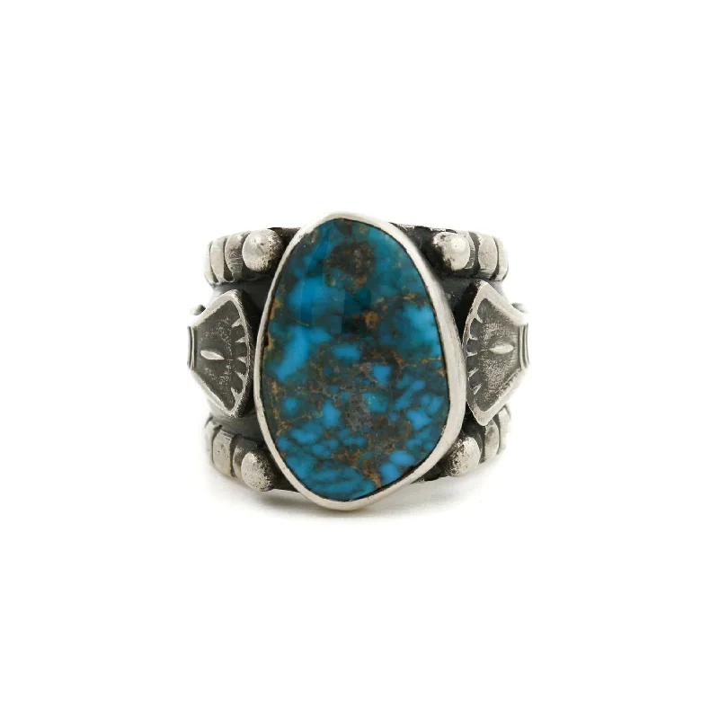 Apache Turquoise x Silver Navajo Ring