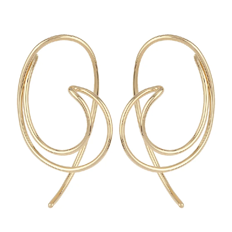 14k Open Sweep Threader Earrings