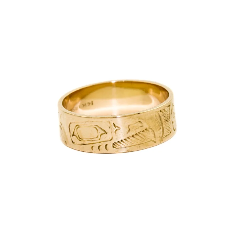 Vintage West Coast Motif 14k Gold Band 11.25