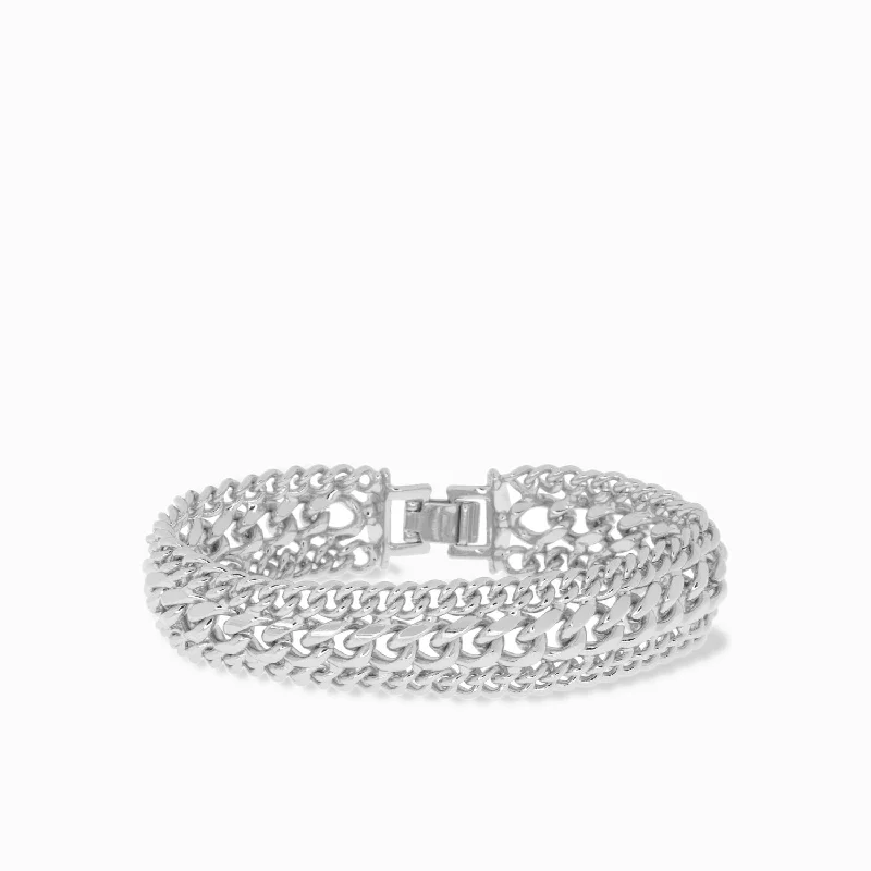 triple row curb chain link bracelet